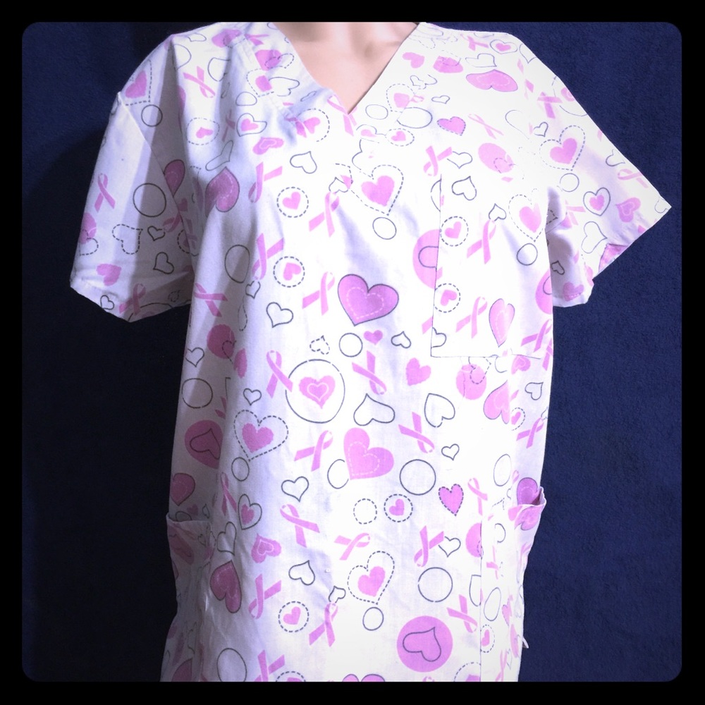 👚I Love Scrubs Ladies V- Neck Scrub Top "We Care"